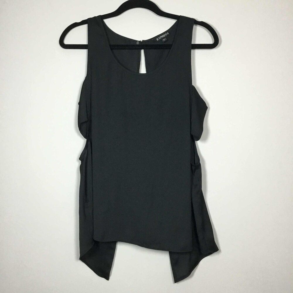 Express Black Minimalist Closet Staple‎ Party Going Out Cutout Side Top S